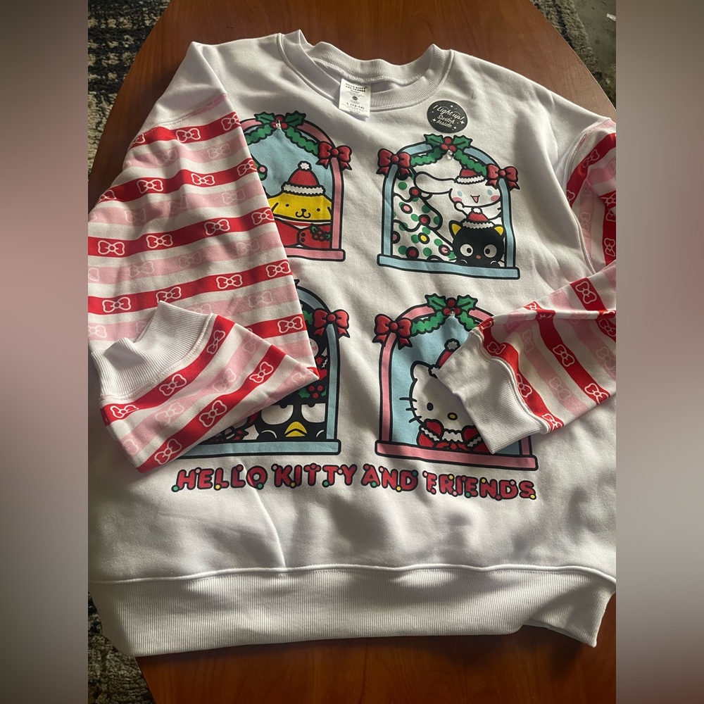 Hello Kitty White and Pink Crewneck Sweater